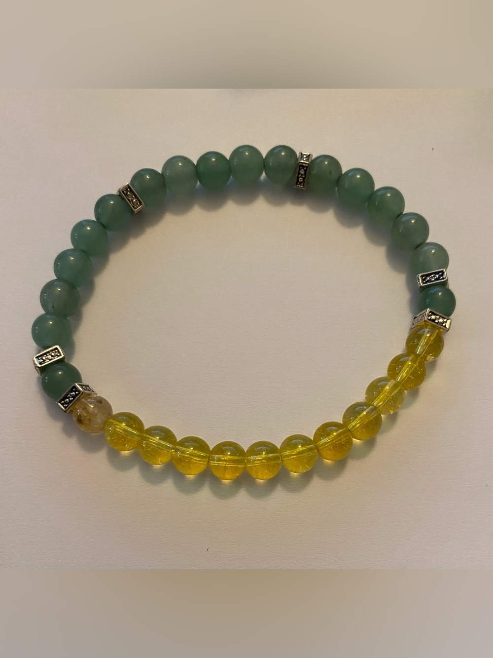 Handcrafted Aventurine and Citrine Stretch Bracelet